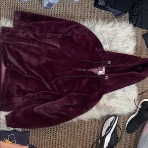 Pink fuzzy quarter zip